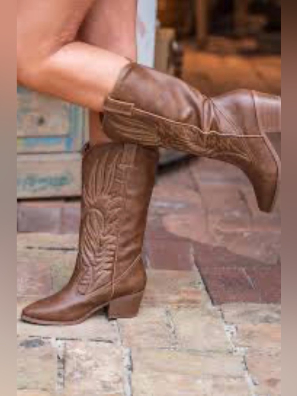 Qupid Montana Cognac Western Cowboy Boots Women's Size 7 NWOT Cowgirl Nashville